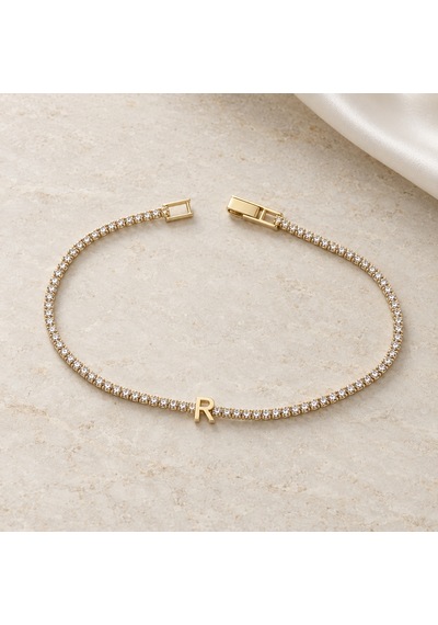 Dora's Shine Lumière R Harfli Paslanmaz Çelik Gold Renk İnce Sıra Taşlı Kadın Bileklik - 17,5 - 19,5 Cm Ayarlanabilir Renkli Dora's Shine Lumière R Harfli Paslanmaz Çelik Gold Renk İnce Sıra Taşlı Kadın Bileklik - 17,5 - 19,5 Cm Ayarlanabilir Renkli