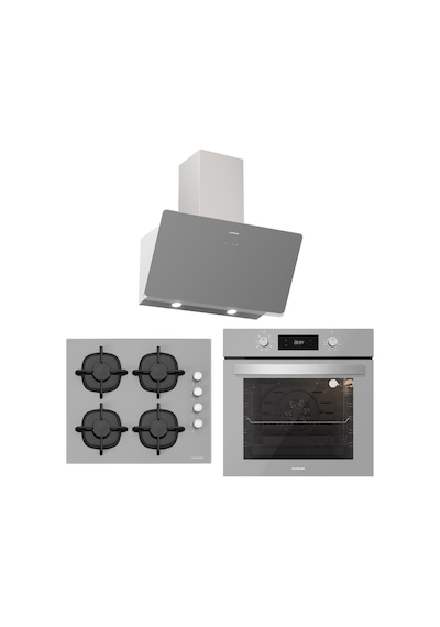 Silverline BO6504S01 - CS5343S01 - 3457 Soho 60 Gri Cam Ankastre Set