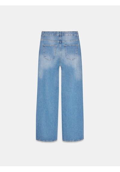 Dilvin 72301 Likralı Wide Leg Jean-mavi
