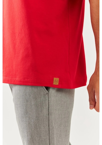 Erkek Oversize Rahat %100 Pamuklu Penye Bisiklet Yaka Kısa Kol Basic T-shirt Classic Collection Kırmızı