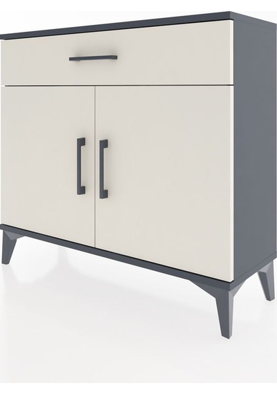 Arges Şifonyer Tek Raflı Tek Çekmeceli 2 Kapaklı 88x30x80 Ant... Antrasit