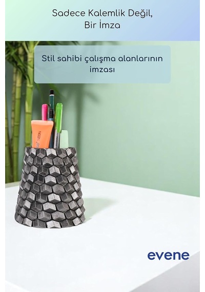 Tr Kalemlik Masa Kalemliği Organizer Kalemlik Gümüş Eskitme Renk Model 84 Genel