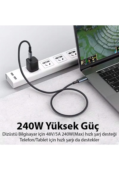 Ally 40gbps 240w Type-c 8k Görüntü Ve Hızlı Data Şarj Kablosu- 5775