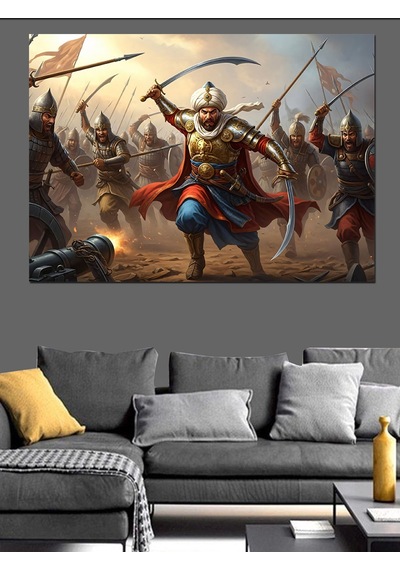 Ahşap Tablo Osmanlı Savaşçı Figürü