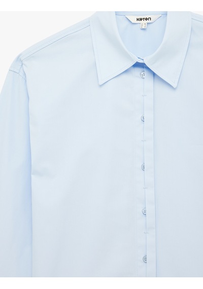 Koton Regular Fit Pamuklu Uzun Kollu Poplin Gömlek Mavi 6sak60117pw Mavi