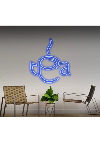 Tea Yazılı Ve Şekilli Neon Tabela Mavi