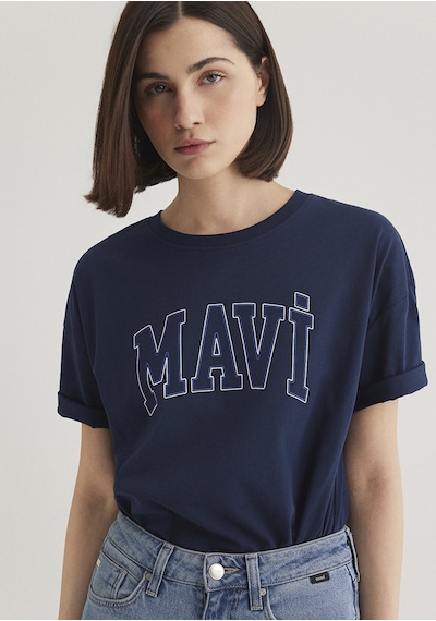 Mavi - Mavi Logo Baskılı Lacivert Tişört 1611193-70488 Lacivert
