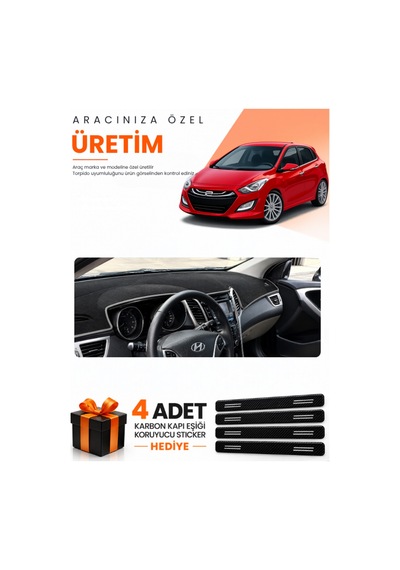 Hyundai İ30 2012-2016 Uyumlu Torpido Koruma Örtüsü Oto Kılıfı - Siyah Gri