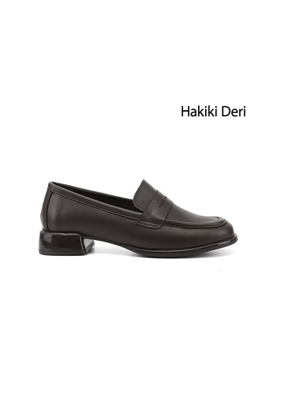 Gönderir Kadın Kahverengi Kalın Topuklu Hakiki Deri Loafer Ayakkabı Ddza87142984