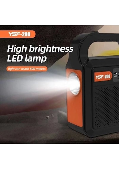 Kamp Lambası Güneş Enerjili Aydınlatma Sistemi 3ampul,powerbank,ışıldak,radyo,müzik Speaker,usb/tf 6000 Mah-gsu-200 Siyah