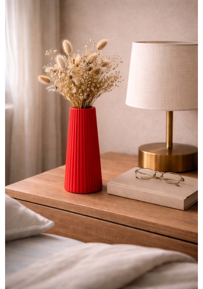 Modern Beyaz Vazo Güne Sade Bir Başlangıç 17.8 7.7 Cm Kırmızı