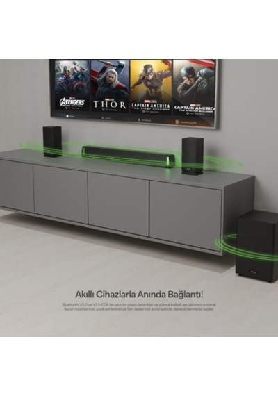 160w Rms Ev Sinema Soundbar, Bluetooth Ve Hdmı Desteği İle