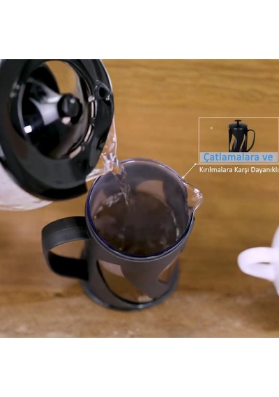 Kahve & Çay Presi, Paslanmaz Metal Süzgeçli Coffee French Press, Bitki Çayı Demliği 500 Ml Siyah Diğer