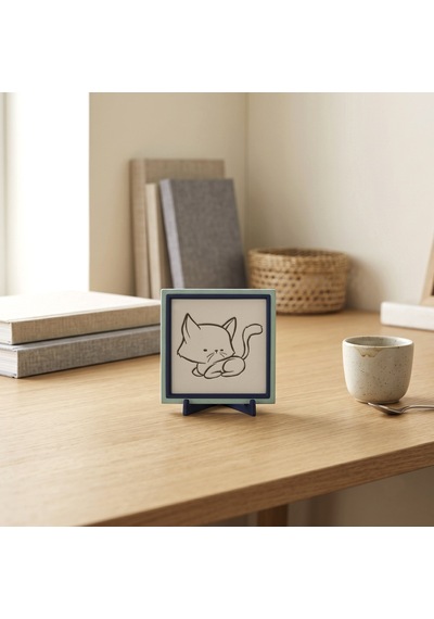 Çağdaş Tasarım Kıvrılan Kedi Motifli Dekoratif Parça, Çalışma Masanız İçin Anlam Dolu Hediye 10x10cm
