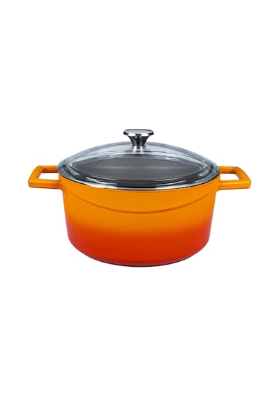 Lava Döküm Yuvarlak Tencere Cam Kapaklı Glaze 28 CM