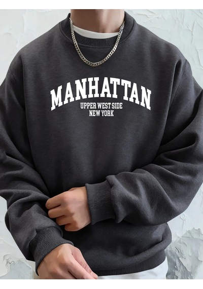 Startmore Tarzsokak Manhattan Üst Batı Bölgesi New York Desen Giyim Unisex Rahat Günlük Kapüşonlular Polar Sonbah Antrasit