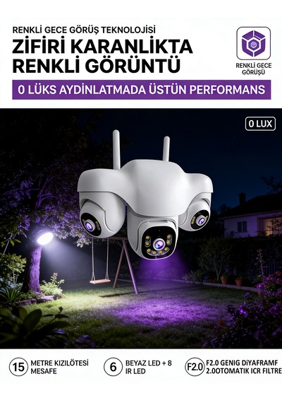3 Kamerali 3 Ptz 3x6mp Wifi Lle Calisan Guvenlik Kamerasi Full Hd Ip66 360