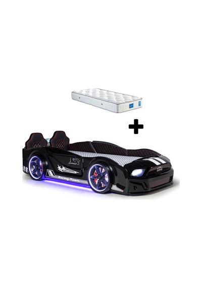 Siyah Arabalı Yatak Kapıları Açılan Mustang Full Ledli Kumandalı Ve Müzikli + Ortopedik Yatak Siyah Arabalı Yatak Kapıları Açılan Mustang Full Ledli Kumandalı Ve Müzikli + Ortopedik Yatak