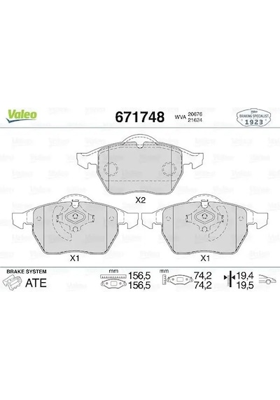 Vw Golf 4 On Fren Balatasi 1.8 1998-2005 Valeo 671748