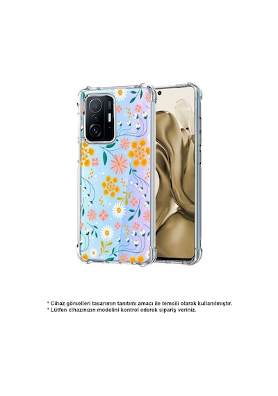 Samsung Galaxy M35 İle Uyumlu Çiçek Baskılı Şeffaf Köşe Korumalı Antişok Kılıf