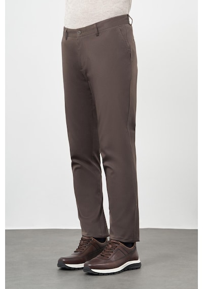 İmza Koyu Camel Düz Armürlü Pamuklu Yan Cep Comfort Fit Casual Pantolon 1003245164 Koyu Camel