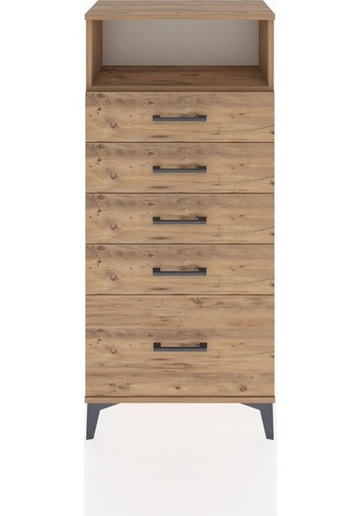 Hyperion Dolap Tek Raflı 5 Çekmeceli 60x44x134 Çam-çam Atlas Çam