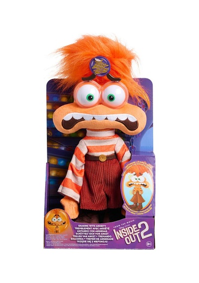 4 Adet Endişe Sesli Hareketli Peluş 25 Cm Inside Out 2 Çok Renkli
