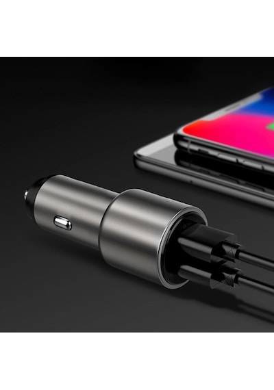 Araç Hızlı Şarj Aleti Oto Çakmaklık Çift Usb Girişli 3.1A Gri