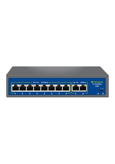 Novacom Nvc-hıf0820fbl-c 8+2 Port 120w 10/100mbps Poe Switch 250m Extend Modlu