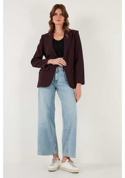 Lela Regular Fit Kruvaze Yaka Kemerli Blazer Bayan Ceket 6839367 Mürdüm