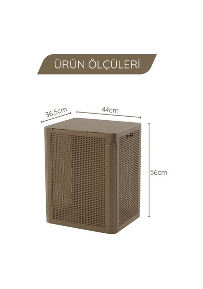 Omnipazar Sy-4632 Smart Duo İki Bölmeli Kirli Çamaşır Sepeti 84 Litre Kahverengi Kahverengi