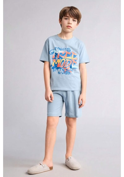 Defacto Baskılı Tişört Şort Pijama Takımı Erkek Çocuk G8826a826hsbe760 Mavi-be760 Defacto Baskılı Tişört Şort Pijama Takımı Erkek Çocuk G8826a826hsbe760 Mavi-be760