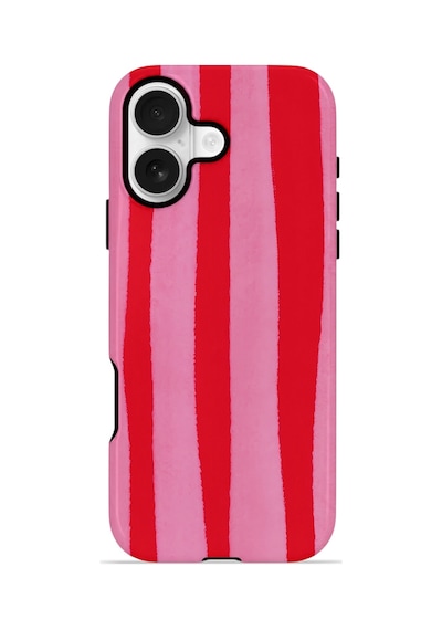 Apple iPhone Uyumlu 17 Vorian Çift Katmanlı Magsafe Kılıf Raspberry Bold Stripe