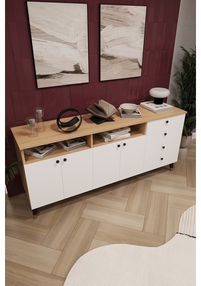 Lüks Konsol Tv Ünitesi %100 Mdf Salon Ve Yemek Odası Ünitesi Knsl06 Beyaz - Karına Lüks Konsol Tv Ünitesi %100 Mdf Salon Ve Yemek Odası Ünitesi Knsl06 Beyaz - Karına
