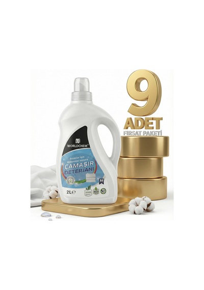 Worldchem Çamaşır Detarjanı Sıvı Beyazlar 9x2 Lt 2 L