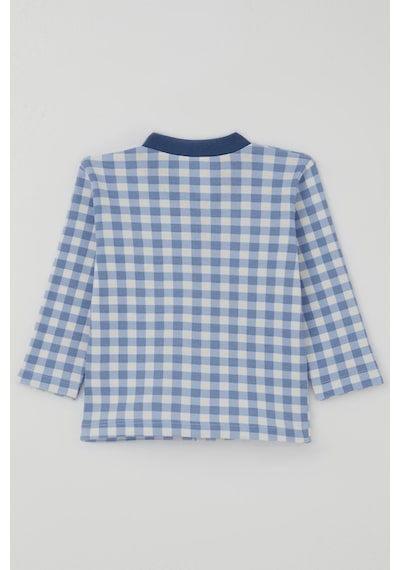Breeze Erkek Bebek Pijama Takımı Ekose Desenli Önden Çıtçıtlı 4 Ay - 1 Yaş , Mavi