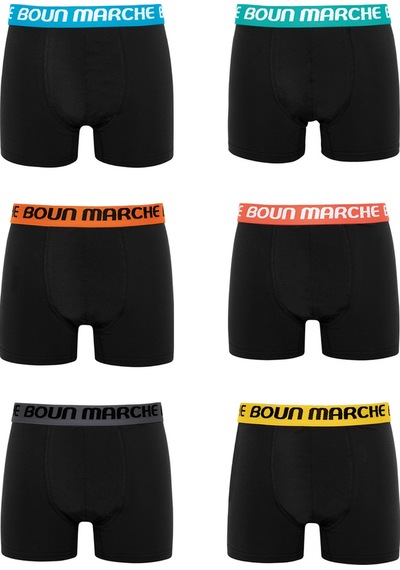 Boun Marche Erkek Boxer Likralı Premium 6'lı Kutu Dean Dean - Siyah - Renkli