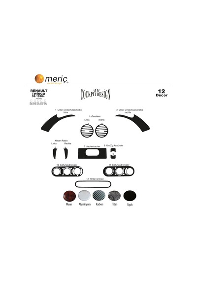 Meriç® Renault Twingo Ön Torpido Kaplama 12 Parça 1998-2004 (530157295)