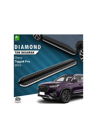 S-dizayn Chery Tiggo8 Pro Diamond Krom Yan Basamak 183 Cm 2022 Üzeri A+ Kalite