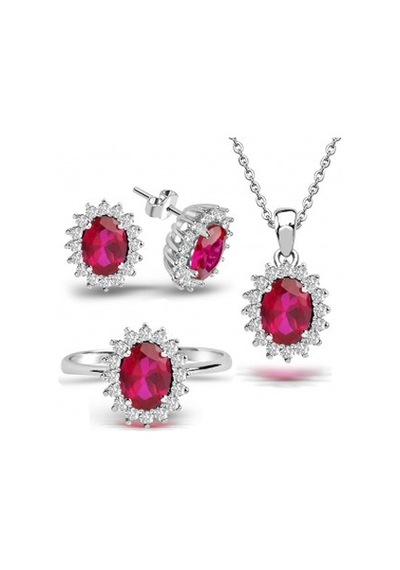 Kuyumcudukkani Yakut Renk Taşlı Klasik Antruaj Set-24096-w-r 23 Beyaz