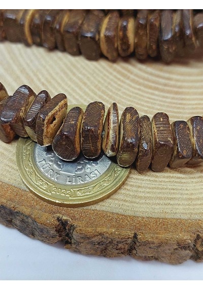 Yasamtohumu Hindistan Cevizi Kabuğu Ahşap Dizi Yassı Kare Kesim 4 8mm 53058 Çok Renkli