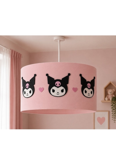 Kuromi Bebek Odası Avizesi El Yapımı Çocuk Odası Aydınlatma 30x20 Cm Lila Siyah Dekoratif Avize Mor