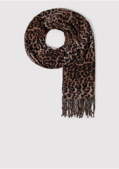Mavi - Leopar Desenli Atkı 1912869-85397 Kahverengi