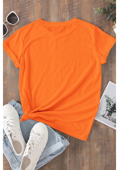 Unisex Garfield Baskılı T-shirt Turuncu