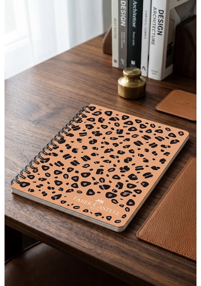 Fc Leo Sert Karton Kapak Spiralli Çizgili Defter Ajanda 17x24 Cm 100 Yp Kahverengi