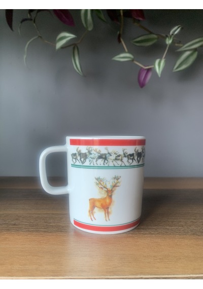 Yeni Yıl-noel Geyik Model Tekli Kupa Çok Renkli