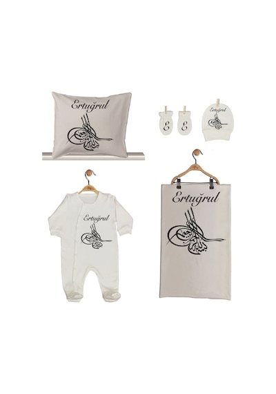 Pia Baby Gl 1953-02 İsme Özel Beşli Tulum Set Krem