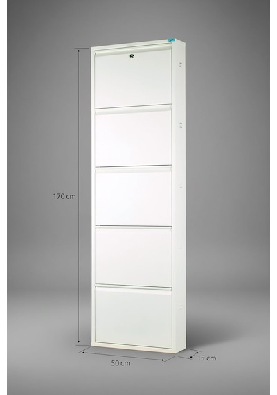 Metal Ayakkabılık 5'li Kilitli Model Beyaz, Lc08-msrl50-5 Çok Renkli