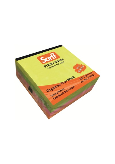Sarff 75 x 75 MM Fosforlu Renkler Küp Not Kağıdı 320 yp (4x80)