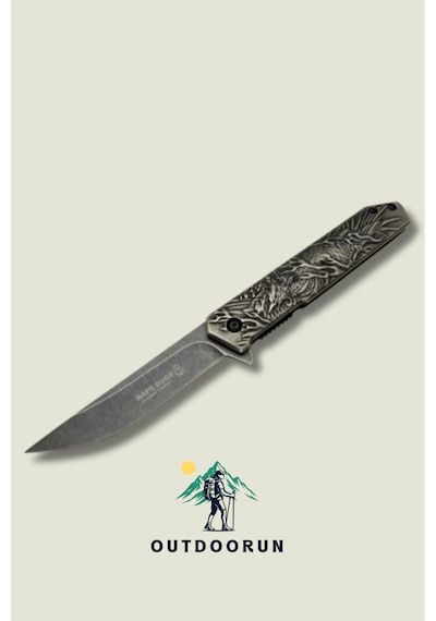 Metal Eskitme Alevli Anka Kamp Çakı - 21 Cm siyah